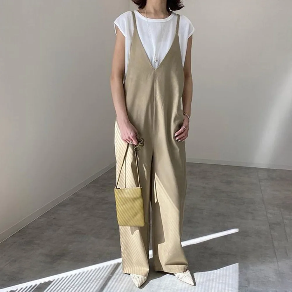

Women's Jumpsuit Summer 2022 New Japanese Style Korean Fashion Temperament Solid Color Ladies Overalls Loose Casual Simplicity