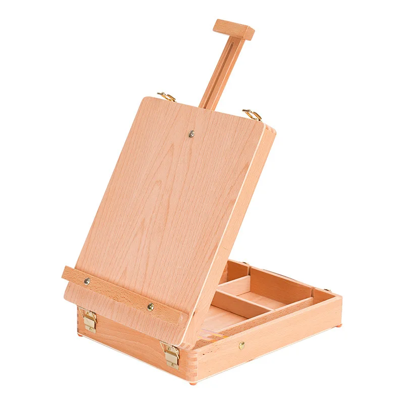

2022 New Art supply Adjustable Premium Beechwood Table Sketchbox Easel for drawing materials storage