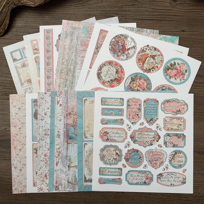 

15 Sheets Of Material Paper Classical Collage Background Paper Creative Handmade Tent For Christmas DIY Journaling Materials
