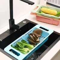 48cm adjustable dish drainer basket sink drain washing vegetable fruit plastic drying rack storage kitchen accessories organizer