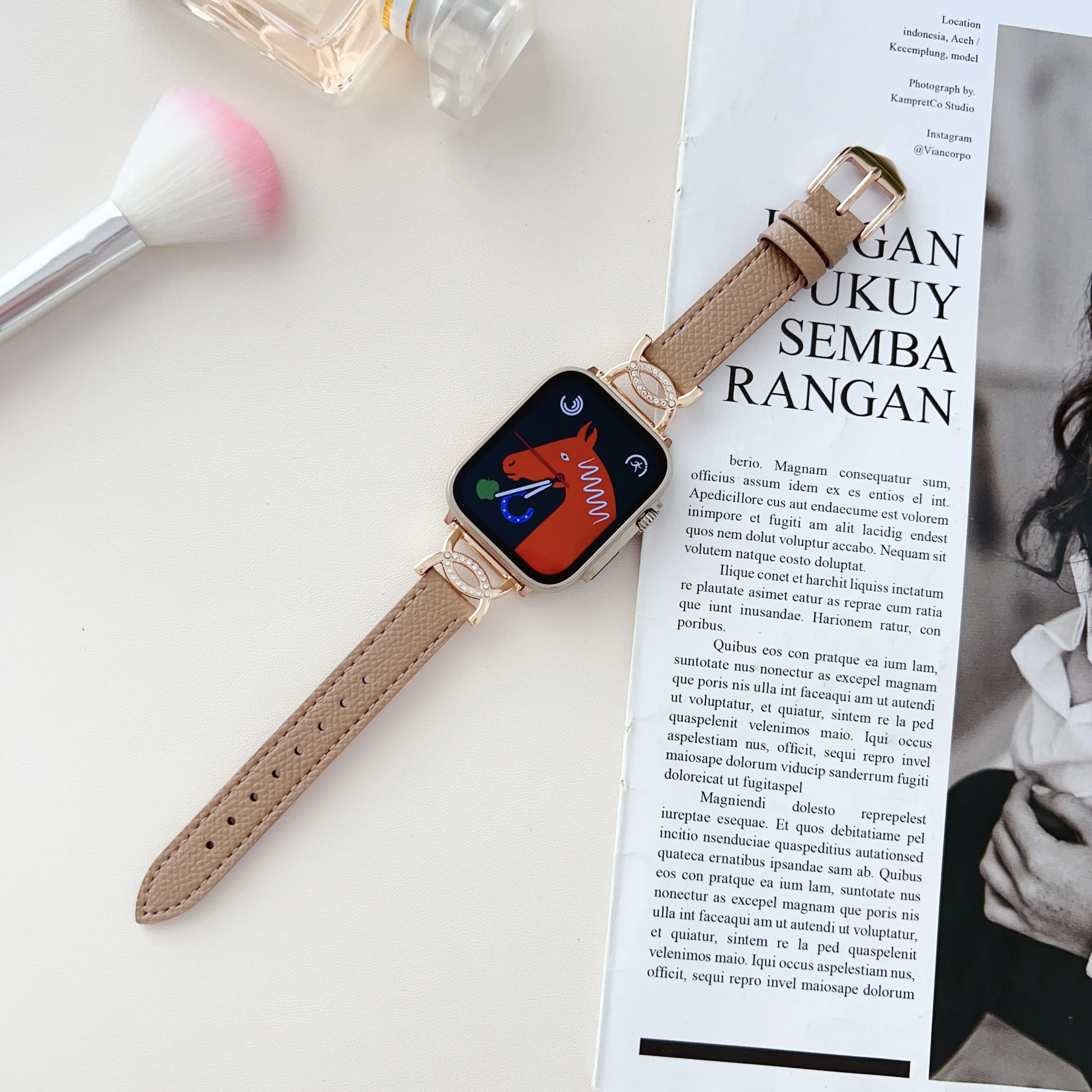 Leather Bnad For Apple Watch 8 7 6 SE 5 4 41 45mm Diamond Wrist Strap bracelet For iwatch Series Ultra 49mm 40mm 44mm 38mm 42mm