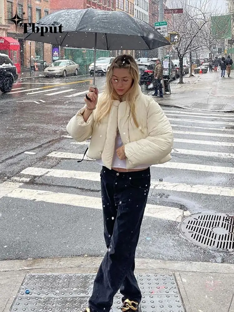 

Short Splicing Bread Jackets Women Solid Stand Collar Female Cotton Jacket Winter Sweet Lady Warm Zipper Thickened Coat