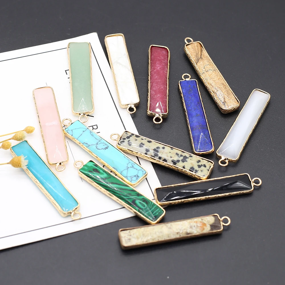 Подвеска из натурального камня, прямоугольные граненые кварцевые подвески из Пномпеня для ювелирных изделий «сделай сам», ожерелье, браслет, серьги, 9x45 мм