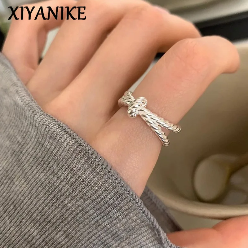 

XIYANIKE Knotted Twine Cuff Finger Rings For Women Girl Korean Fashion New Jewelry Lady Gift Party Birthday anillos mujer