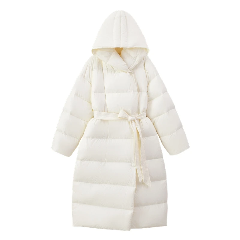 Однотонное пальто с капюшоном женская зимняя новая свободная модель средней