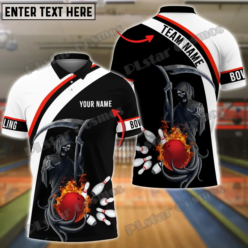 Red Bowling Ball Black And White Skull Customized Name 3D Pr