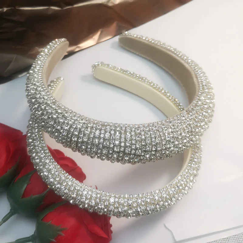 

Украшения для волос, яркие блестящие обручи для волос, женские широкие обручи для волос в стиле барокко, аксессуары для волос ручной работы