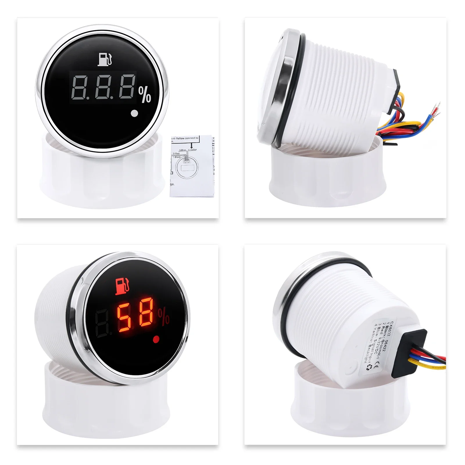 Цифровой измеритель уровня топлива 52 мм с датчиком 100-550