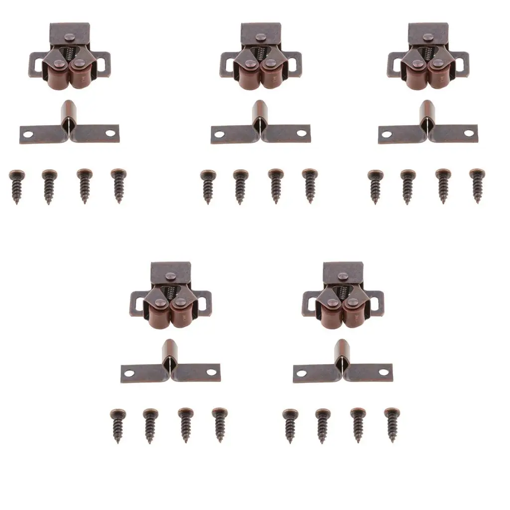 

5 Cupboard Cabinet Door Latch Double s & Screws - Bronze