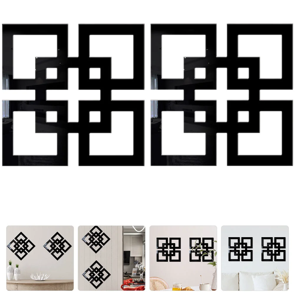 

2 Pcs Mirror Wall Stickers Mirror Decals Craft Acrylic Wall Decor Decal Wooden Small Mirrors Crafts