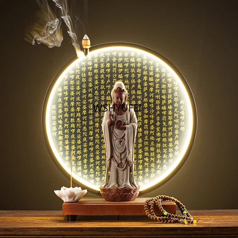 Статуи Будды Бодхисаттвы Гуаньинь керамические статуи лампа круг для гостиной
