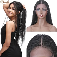 s noilite synthetic 30inch ombre middle part senegalese twist braided wig long black lace front braiding hair wig with baby hair