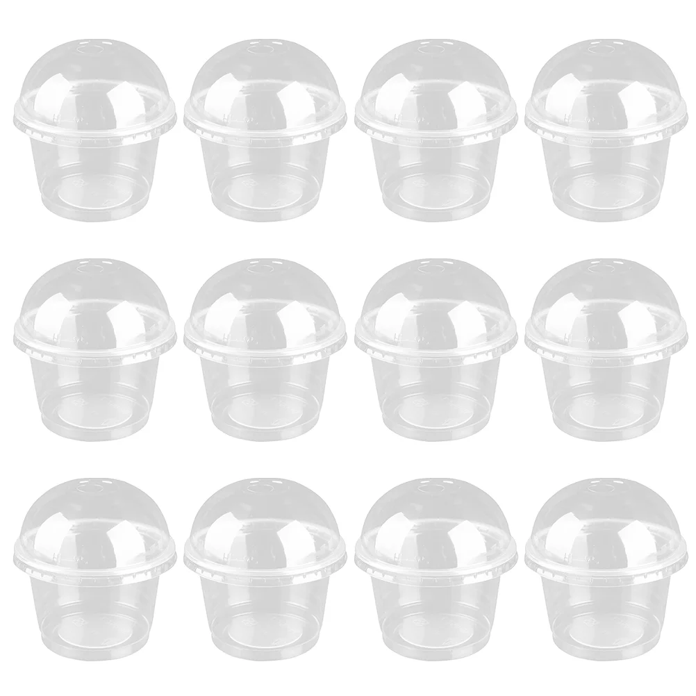 

Cups Cup Dessert Mini Appetizer Bowl Parfait Clear Pudding Box Cake Bowls Jelly Tasting Lids Serving Dome Mousse Portion Yogurt