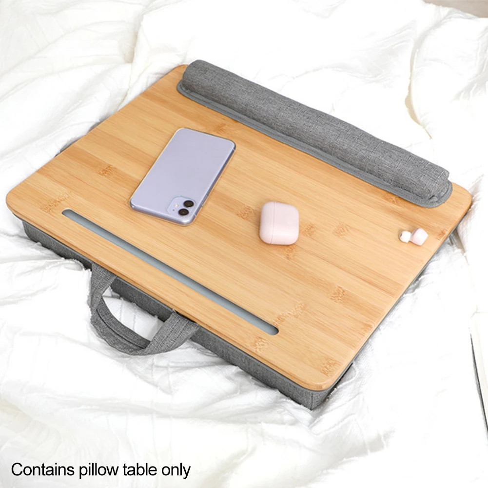 

Wooden Laptop Desk With Soft Pillow Handle Design Home Stable Universal Multifunctional Lightweight Office Durable Tablet Stand
