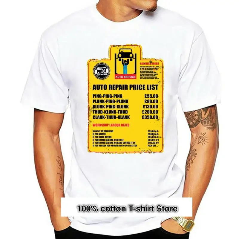 

Camiseta de taller para hombre, camisa con List de precios