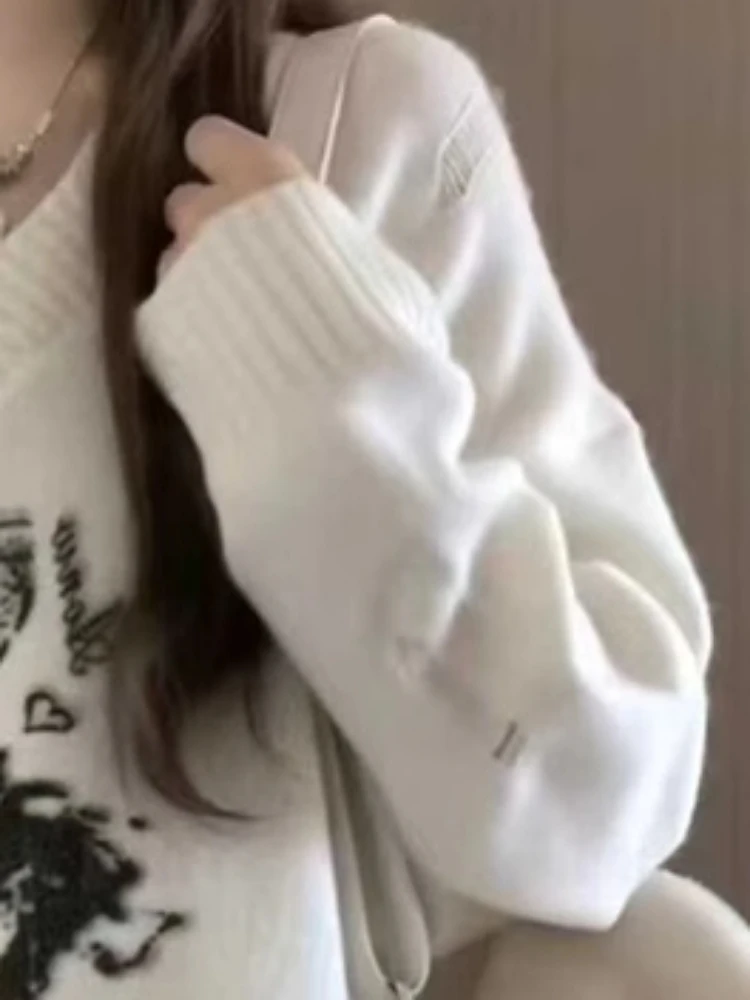 Y2k осенние женские свитера с эстетическими отверстиями повседневные свободные