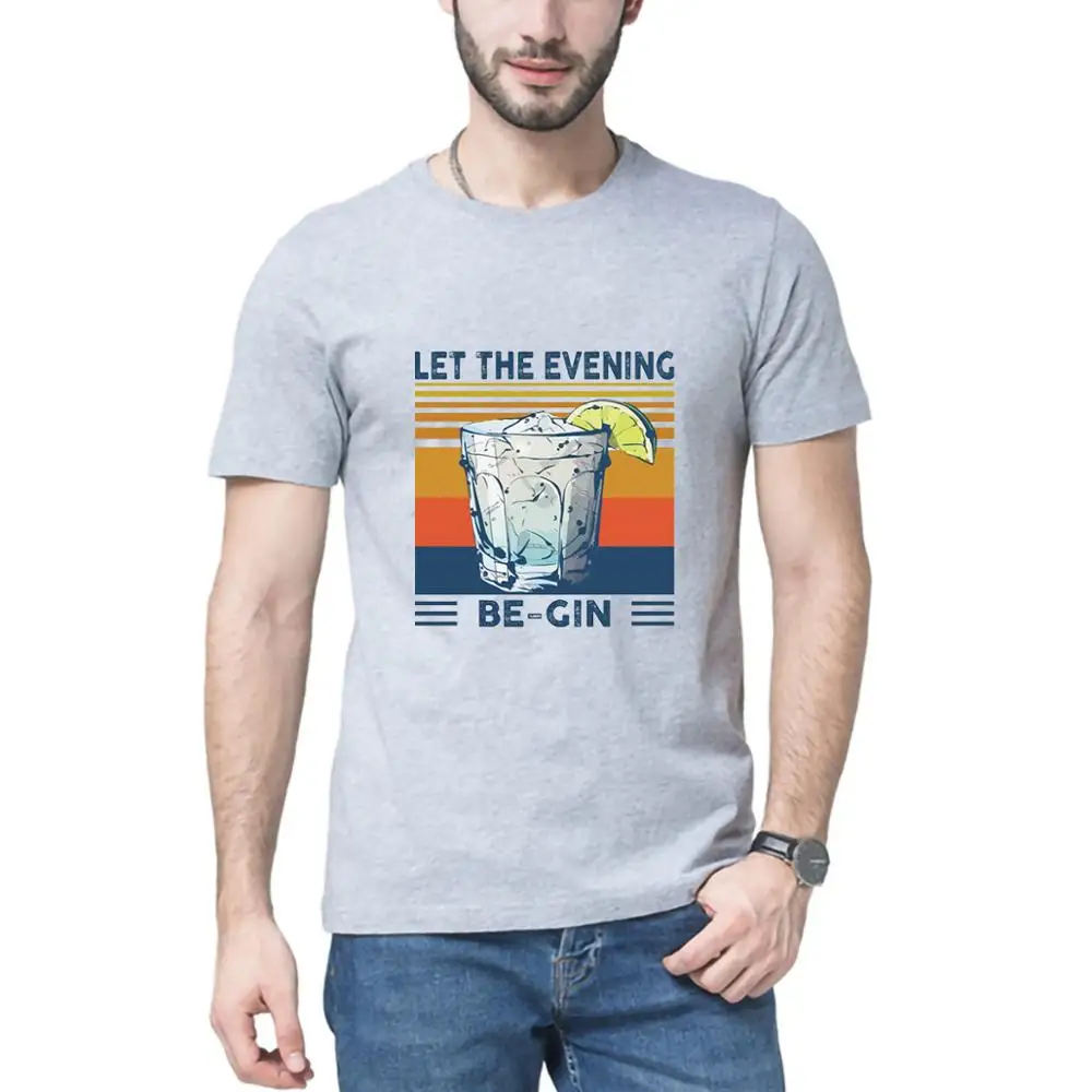 New fashion promotion Martini Cocktail Let The Evening Be Gin Funny Vintage Men's T-Shirt Cotton Tee women's sweatshirts 5170K |