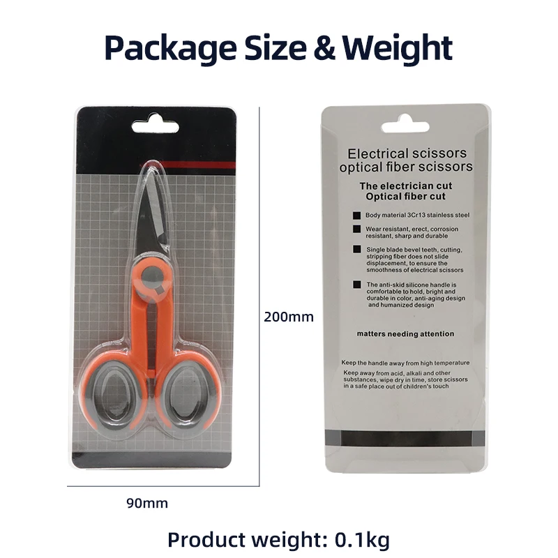 Burboro Stainless Steel Scissors Fiber Optic Cutter FTTH Scissors Tools Kavlar Sharp Scissors