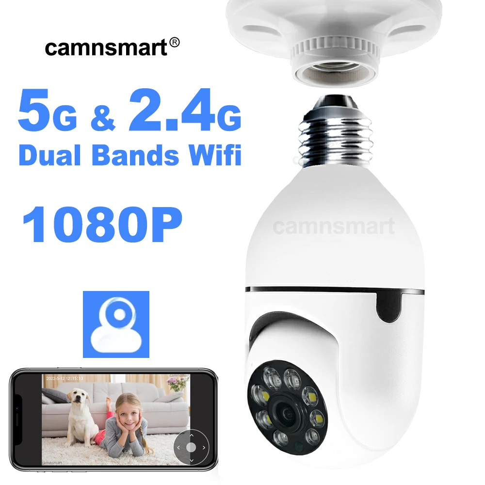 1080P 200W E27 Light Bulb 5G Wifi Camera Wireless Indoor Home Video Surveillance Security Protection Full Color Night Vision