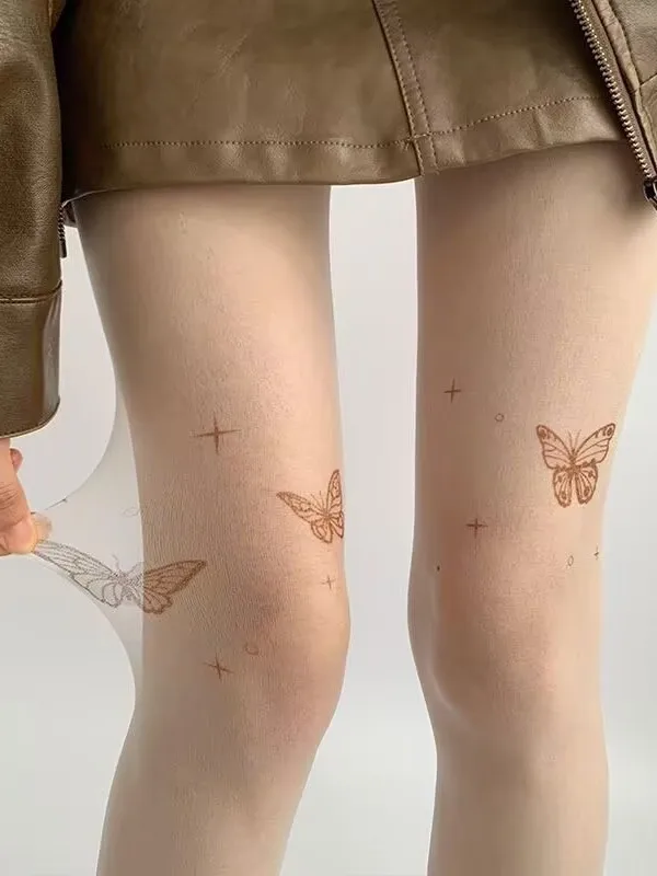 Новинка пикантные колготки с принтом бабочки тонкая версия 2024 новые