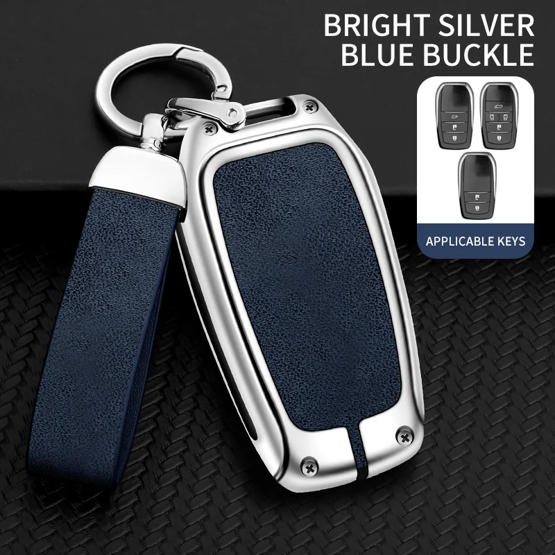 

Кожаный чехол для автомобильных ключей из цинкового сплава, защитный чехол для Toyota CHR Hilux Fortuner Land Cruiser 200 Camry Corolla Crown RAV4 Highland
