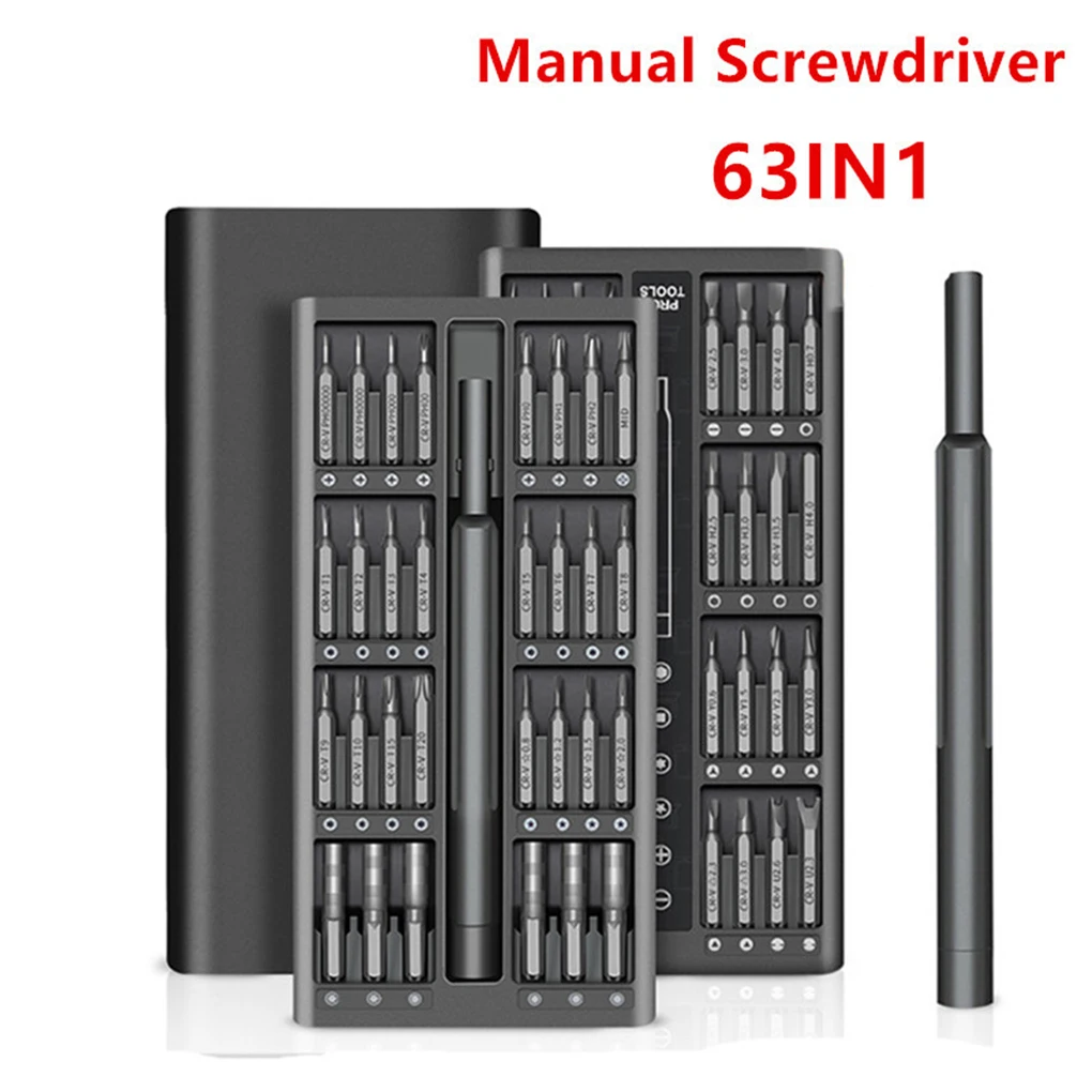 

63 Pieces Set Screwdriver Bits and Handle Screwdrivers Assortment Home Appliances Repair Maintenance with Storage Box