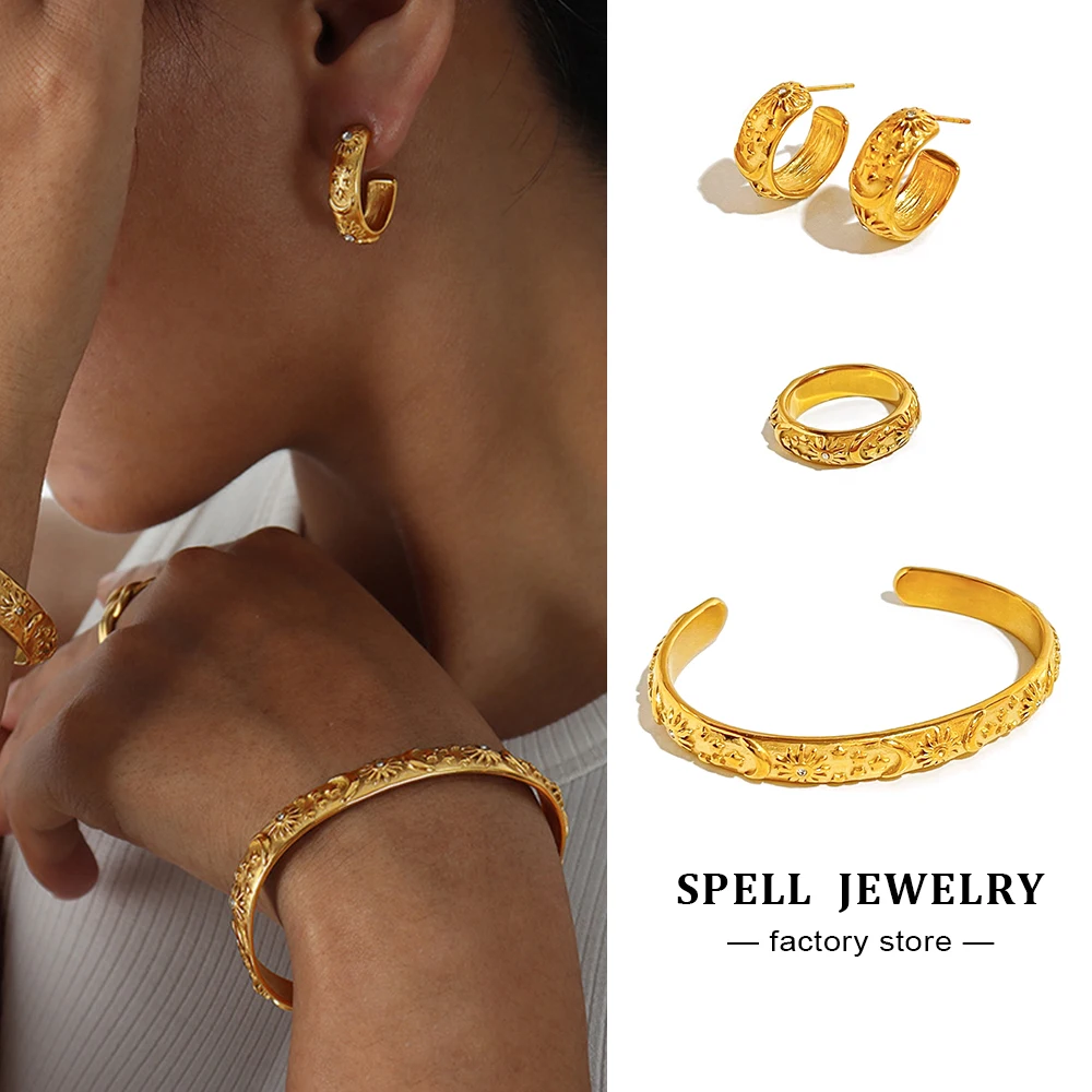 Открытый браслет-кольцо из нержавеющей стали позолоченные браслеты 18 карат