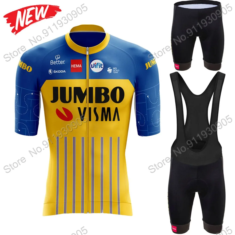 

2021 команда Jumbo Visma Велоспорт Джерси комплект для мужчин Maillot летняя велосипедная Одежда дорожный велосипед рубашки костюм велосипед нагрудн...