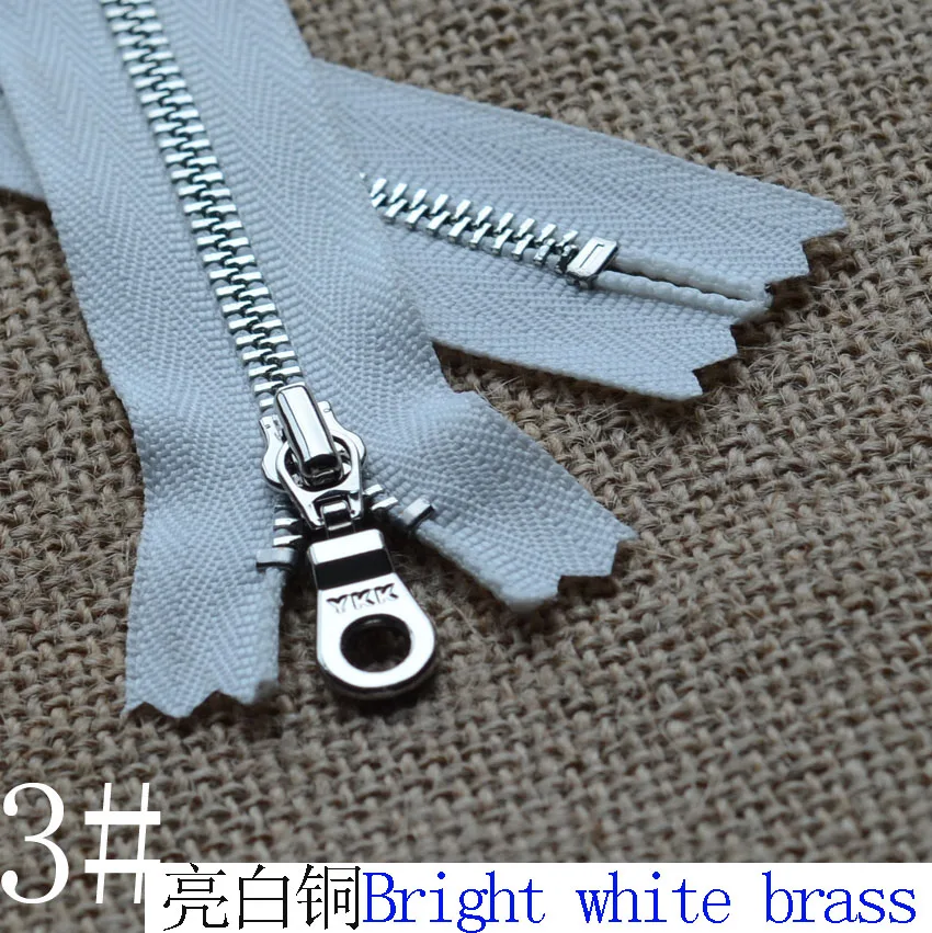 

White Zipper 9 Kinds of Length 3rd Bright White Copper Closed Metal YKK Zipper 10-80cm Manual Zipper