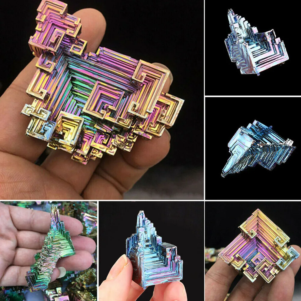 

Home Decor Metal Stone Specimen Bismuth Ore Art Natural Mineral Gem Rainbow Handcraft Rough Gift Healing Irregular Rare
