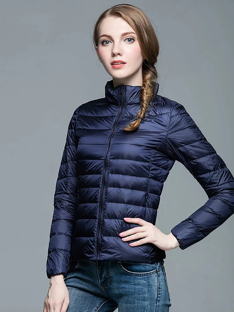 2022 Autumn Women Puffer Jacket 10 Colors Slim Short Warm White Duck Down Coat Female Ultra Light Fashion Jacket Outerwear 917