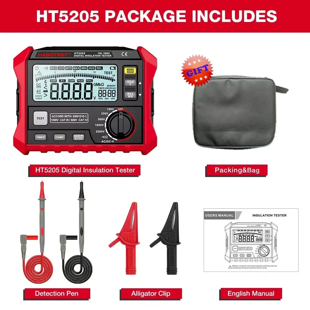 

HABOTEST HT5205 Цифровой мегомметр