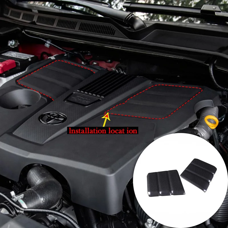 

For 2022-2023 Toyota Tundra ABS Carbon Fiber Car Styling Car Hood Engine Protection Cover Decorative Frame Sticker Auto Parts