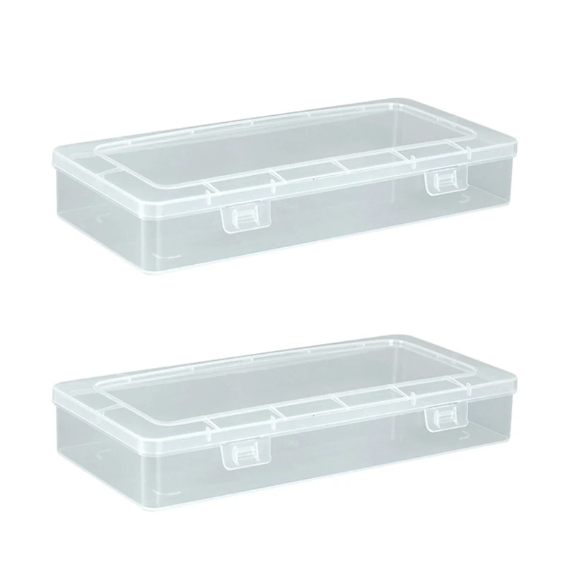 

2X прямоугольный пустой прозрачный пластиковый органайзер, контейнер для хранения с крышками для проектов ручной работы (10,2X5X1,6 дюйма)