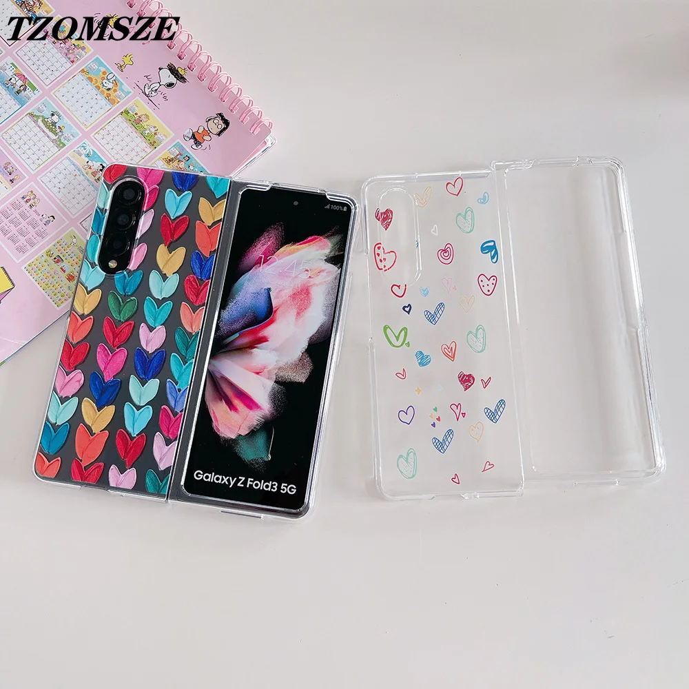 

Fashion Flowers Transparent Phone Cases for Samsung Galaxy Z Fold 3 5G SM-F9260 Coque Shockproof Protect Ultra Thin Back Cover