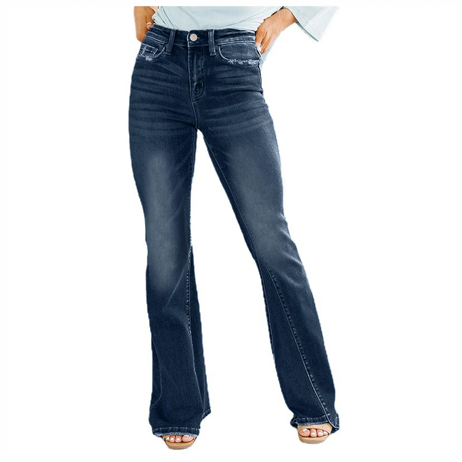 

Модные и универсальные расклешенные джинсы, женские свободные джинсы с высокой талией, Широкие джинсовые брюки в стиле ретро, уличная одежда, брюки