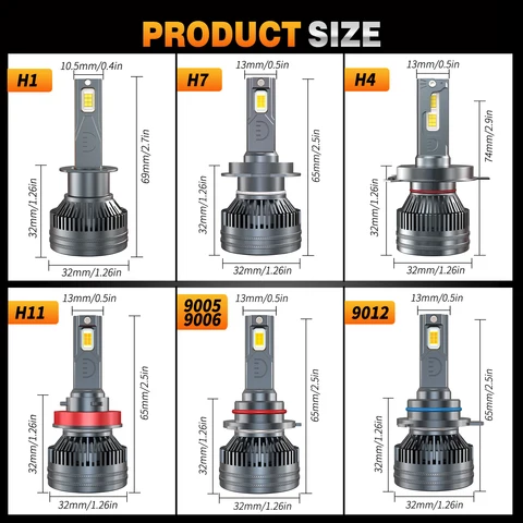 HYNBYZJ H7 H4 H11 Светодиодная фара 320 Вт высокой мощности H1 H8 H9 HB4 HB3 9005 9006 9012 Турбо-лампа 6000K Белый автомобильный свет
