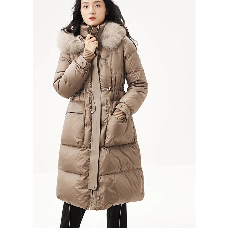 High-quality Down Jacket Women  90%  White Duck Down  Autumn/Winter  Office Lady  Slim  Zipper Fox Fur Collar Detachable