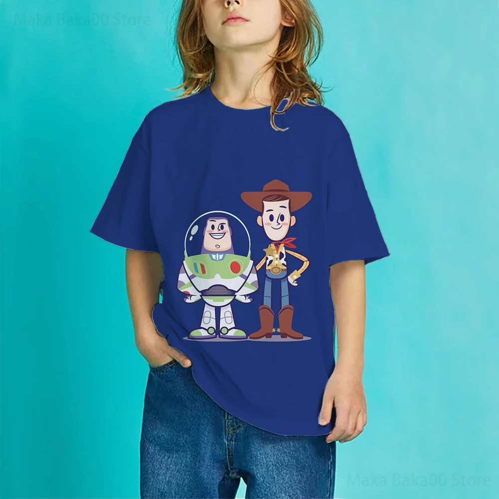 

2022 Disney summer new round neck T-shirt casual printing Buzz Lightyear cartoon casual sports T-shirt girls top