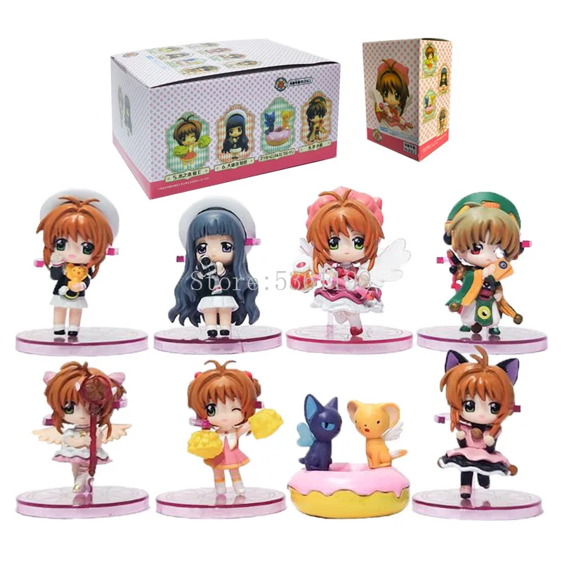 

8 шт., аниме-фигурки, игрушечные карточки, каптор, КИНОМОТО, Сакура ли, Syaoran, Tomoyo Daidouji Q Ver. ПВХ экшн-фигурка Коллекционная модель кукла подарок