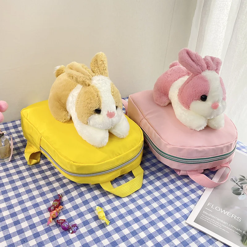 Kawaii Plush School Backpacks Kindergarten Backpack Baby Girl Boys Plushie Mini Book Bag Toddler Kids Cartoon Animal Schoolbag