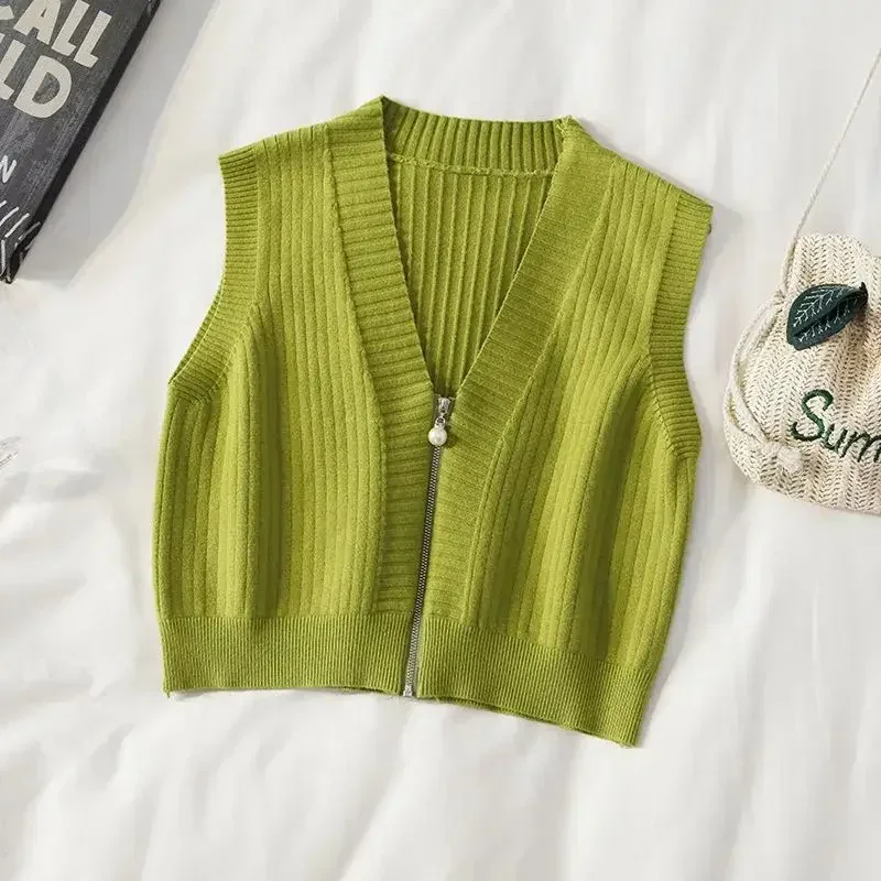 Короткий вязаный топ для женщин черный жилет с v-образным вырезом женские свитера