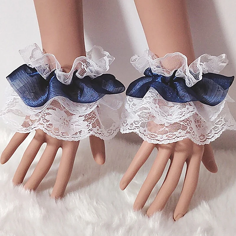 

Multicolor Sweet Lolita Hand Wrist Cuffs Bowknot Lace Trim Maid Cosplay Fake Sleeves Hand Wrist Cuffs Lace Trim Fake Sleeves