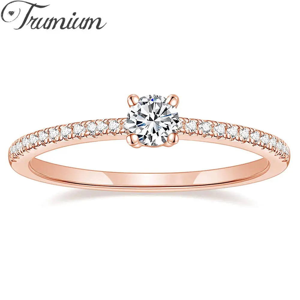 

Trumium 1.5mm Women Eternity Ring Cubic Zirconia Anniversary Ring Silver Color CZ Pave Promise Engagement Wedding Bands