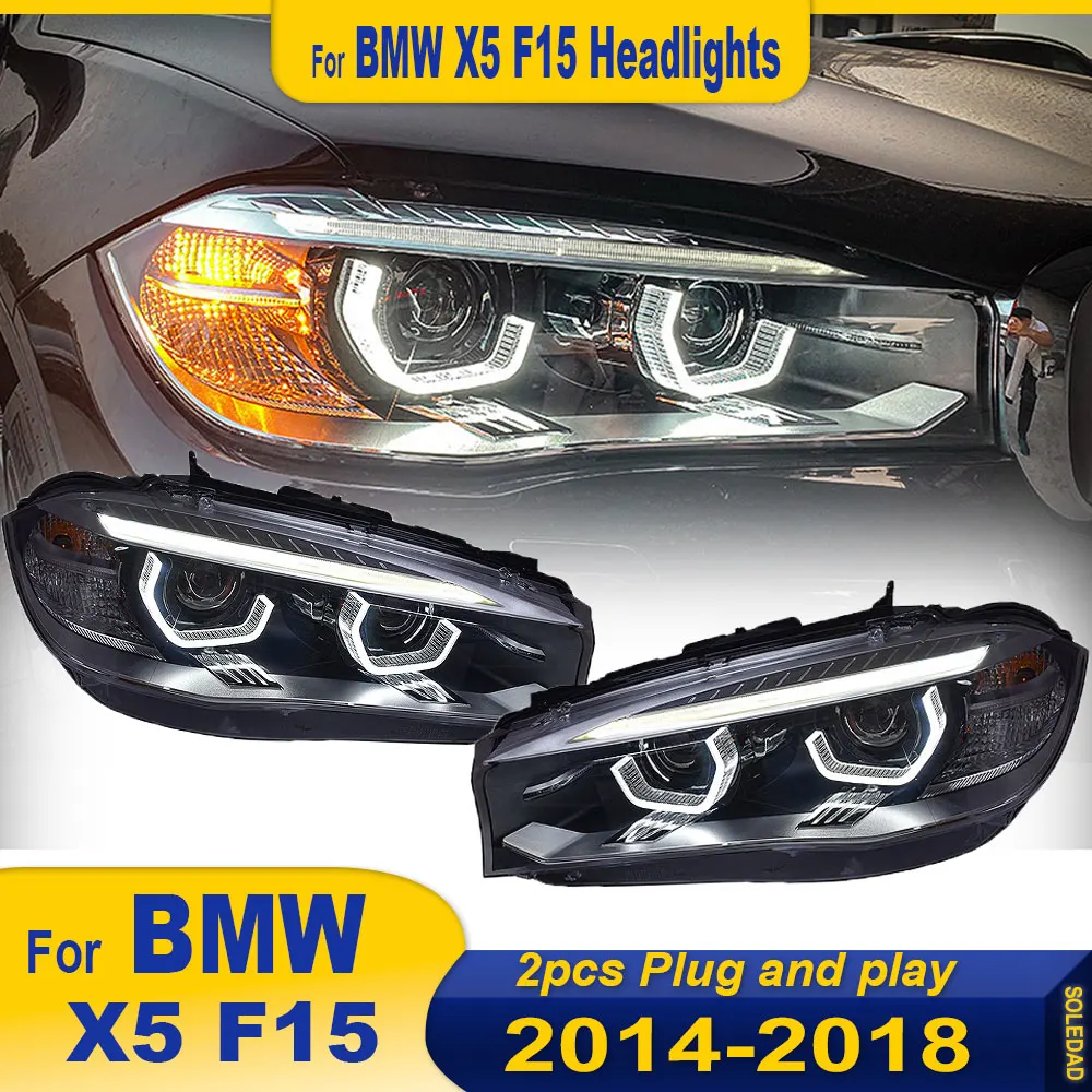 Автомобильные фары для BMW X5 F15 X6 F16 Светодиодные 2014 2015 2016 2017 2018 Лампа Drl Объектив