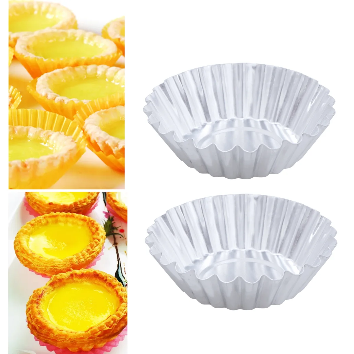 

Egg Tart Baking Cake Nwidekkfnk881 Global Store Cupcakes Backbecher Pfannen Silber Muffins Eierkuchen Metall Backförmchen Form