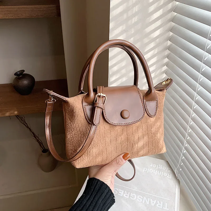 

Vintage British Style Luxury Women Fashion Lady Suede Handbag Underarm Shoulder Bag Female Casual Totes Purses Hobos Bag Satchel