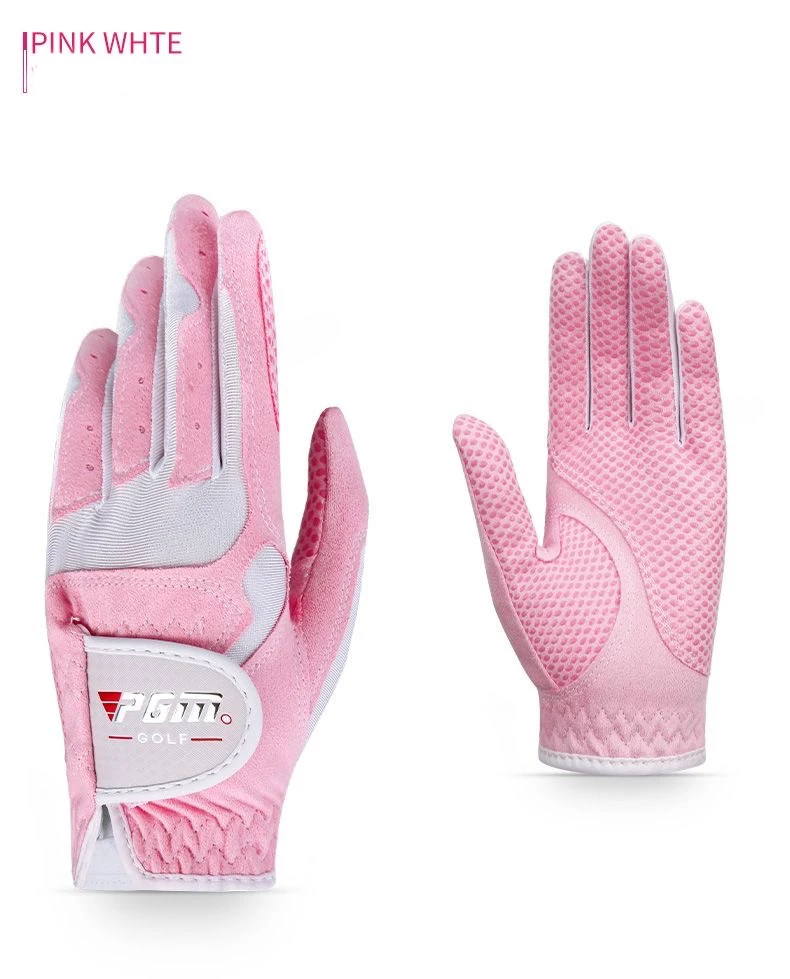Pack 2 Pcs Golf Gloves Ladies Left and Right Hand Soft Breathable With Anti-slip Granules Golf Gloves Golf supplies