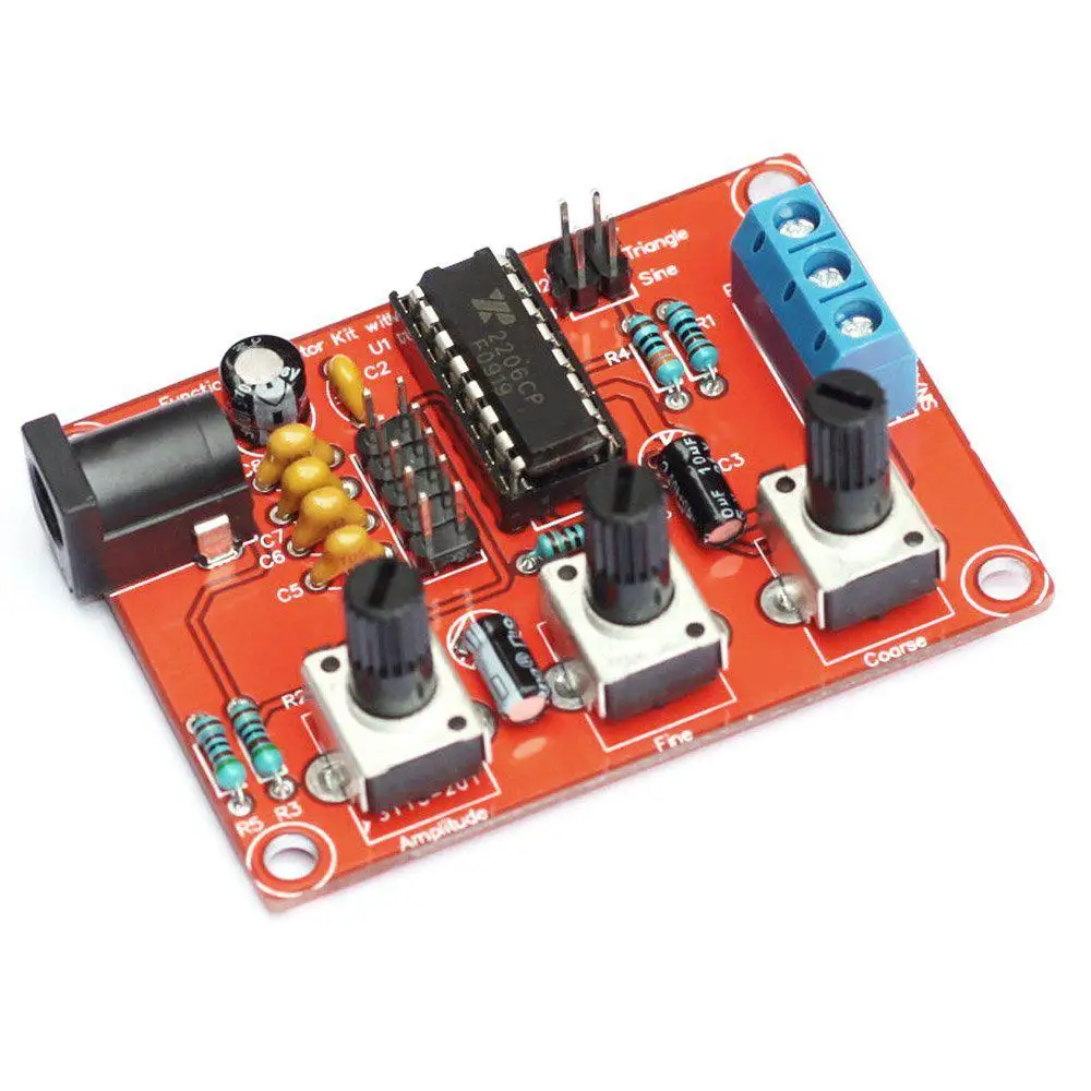 

1Hz-1MHz XR2206 Function Signal Generator Sine/Triangle/Square Output Signal Generator High Resolution 9-12V DC Input DIY Kit