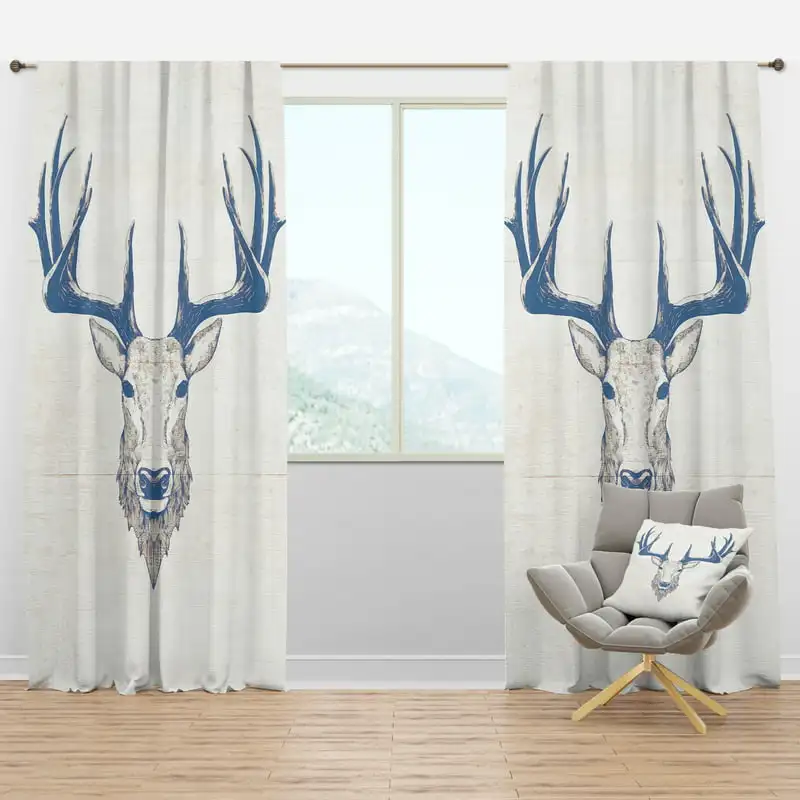 

' and Wild Deer XI' Farmhouse Curtain Panel